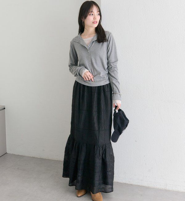  「パネルレースギャザースカート」|スカート|