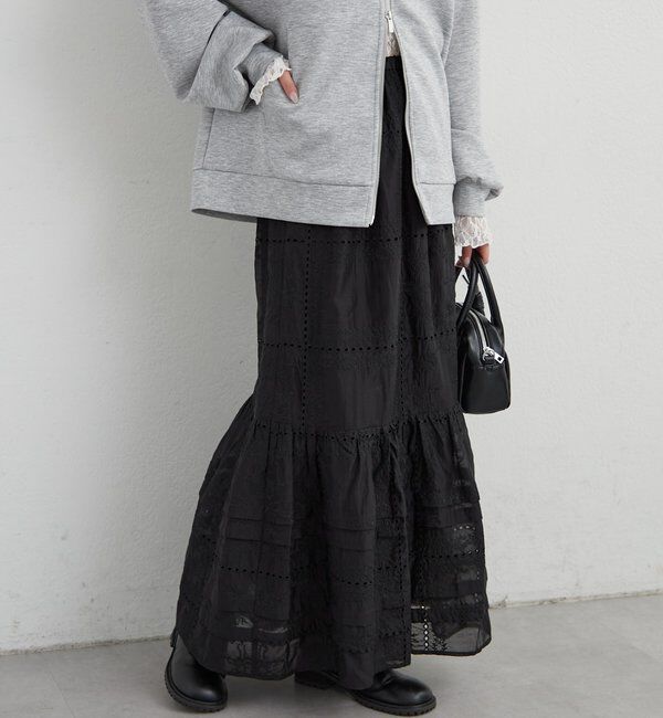  「パネルレースギャザースカート」|スカート|