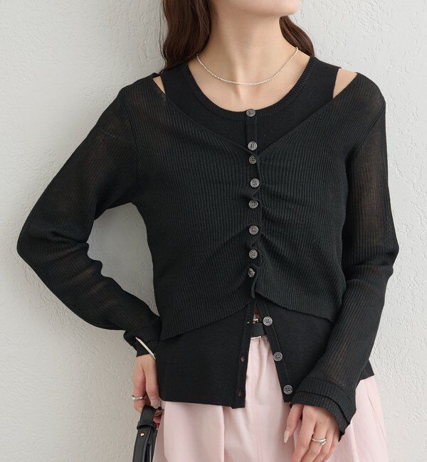  「ショルダースリットレイヤードニット」|ニット・セーター|