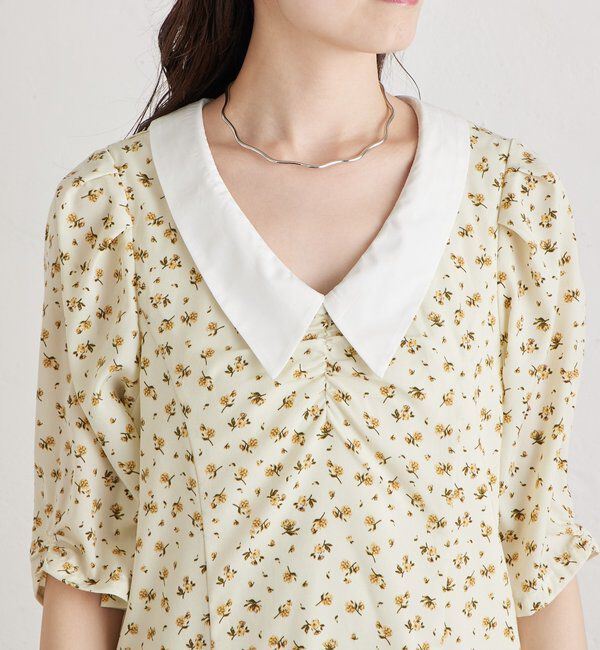  「襟付きフラワーワンピース」|ワンピース|