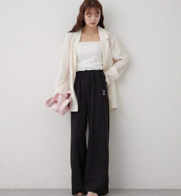  「ロゴ刺繍イージーパンツ」|チノ|