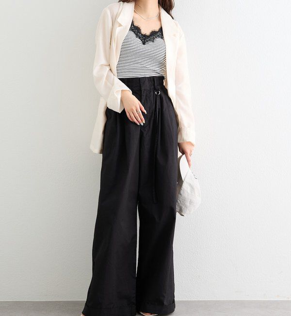  「ワイドベルトタックパンツ」|チノ|