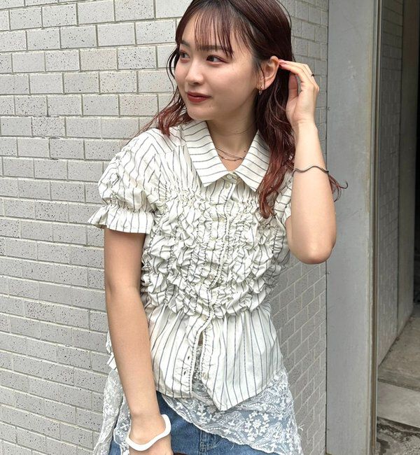  「シャーリングシェイプシャツ」|シャツ・ブラウス|アイボリー