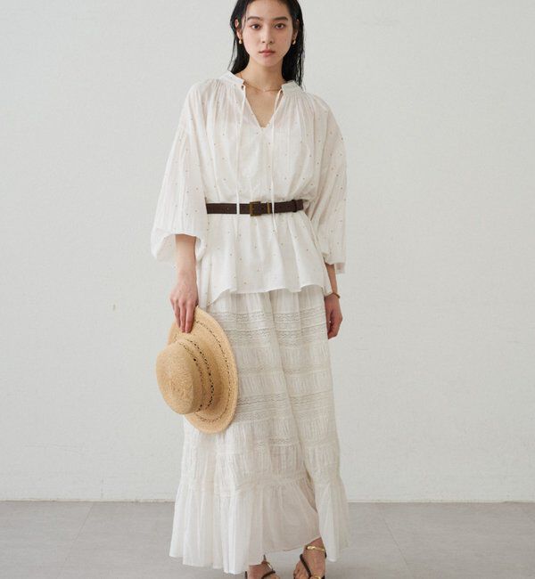  「【INDIA】スキッパー刺繍ブラウス」|シャツ・ブラウス|