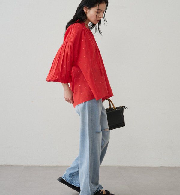  「【INDIA】スキッパー刺繍ブラウス」|シャツ・ブラウス|