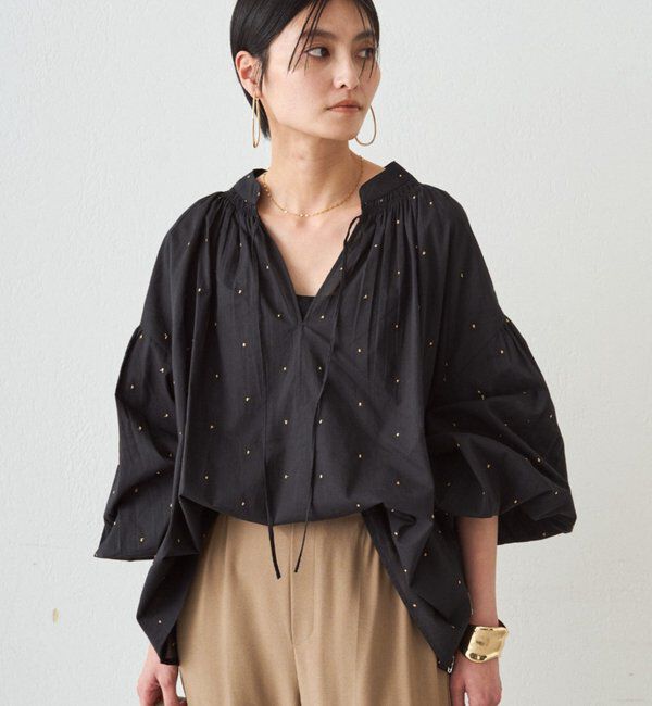  「【INDIA】スキッパー刺繍ブラウス」|シャツ・ブラウス|