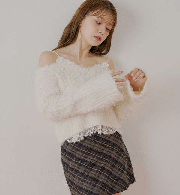  「レースドッキングシャギーニット」|ニット・セーター|