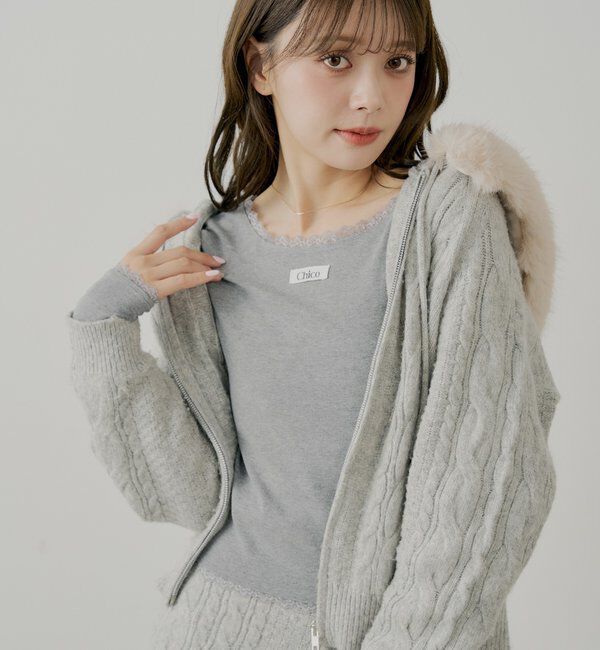  「前後2wayレースギャザーロンT」|Tシャツ・カットソー|