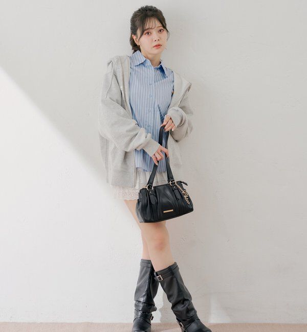  「ブローチ付きストライプルーズシャツ」|シャツ・ブラウス|