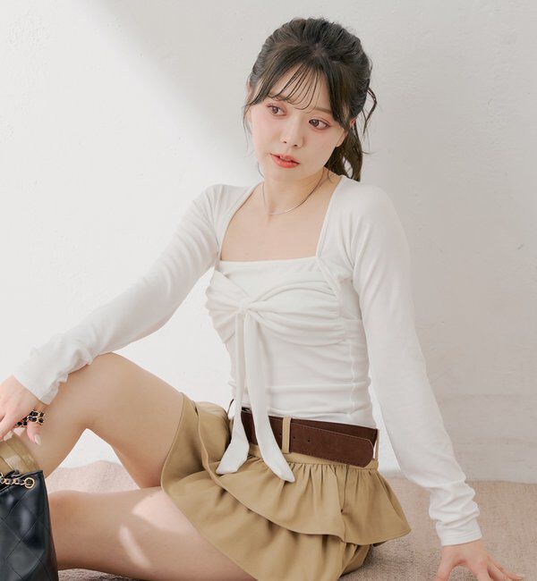  「ボレロ風リボントップス」|Tシャツ・カットソー|