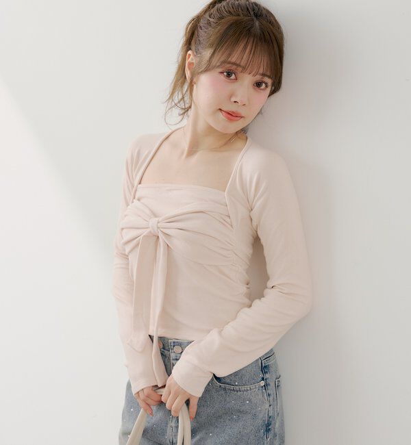  「ボレロ風リボントップス」|Tシャツ・カットソー|