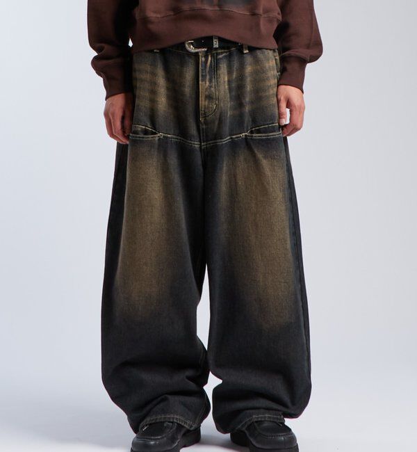  「《UNISEX / サイズ展開あり》スラッシュポケットブラストワイドデニム」|デニム|インディゴブルー
