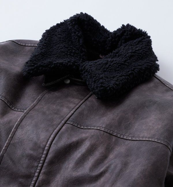  「3way ヴィンテージライクレザーボアブルゾン」|ブルゾン・スタジャン|