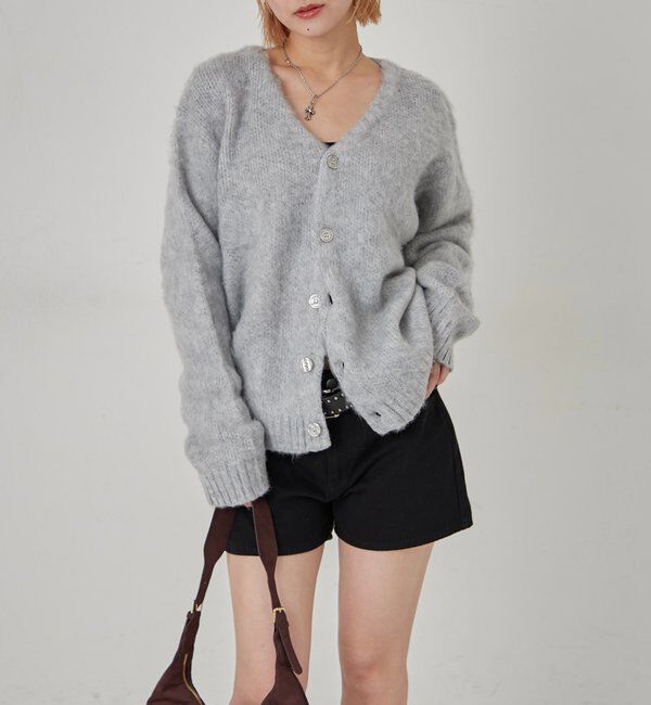  「KOOKYNモヘアライクカーディガン(無地/カモ柄)」|カーディガン|