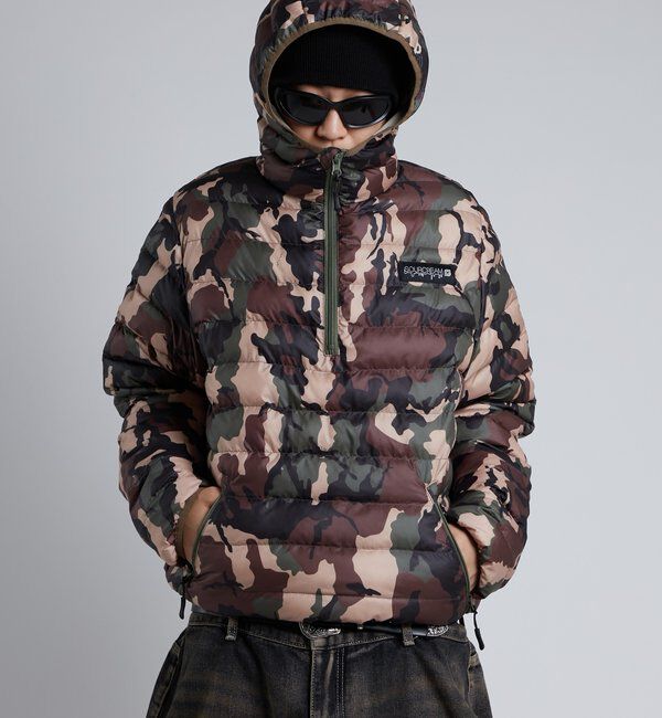  「【Sourcream】中綿ハーフジップフードプルオーバー」|ブルゾン・スタジャン|