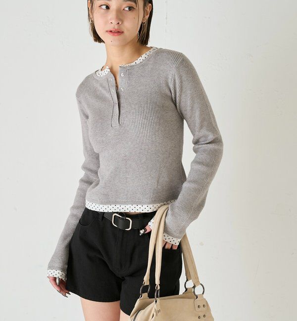  「レイヤードヘンリーニットトップス」|ニット・セーター|