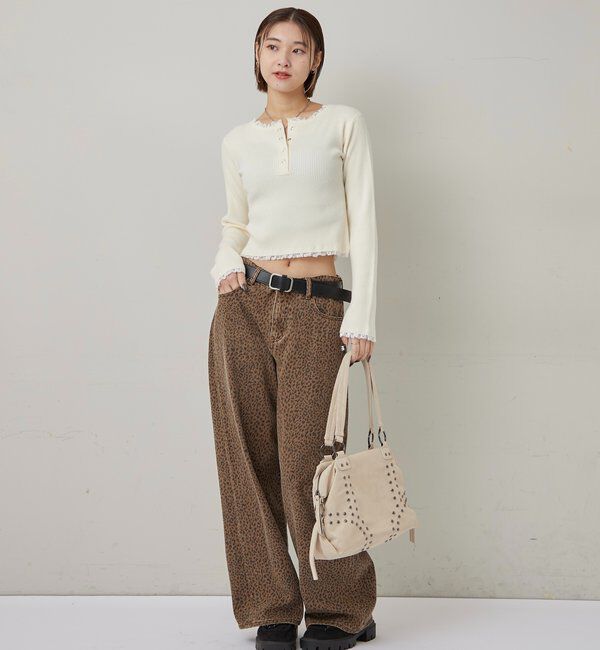  「レースレイヤードヘンリーニット」|ニット・セーター|