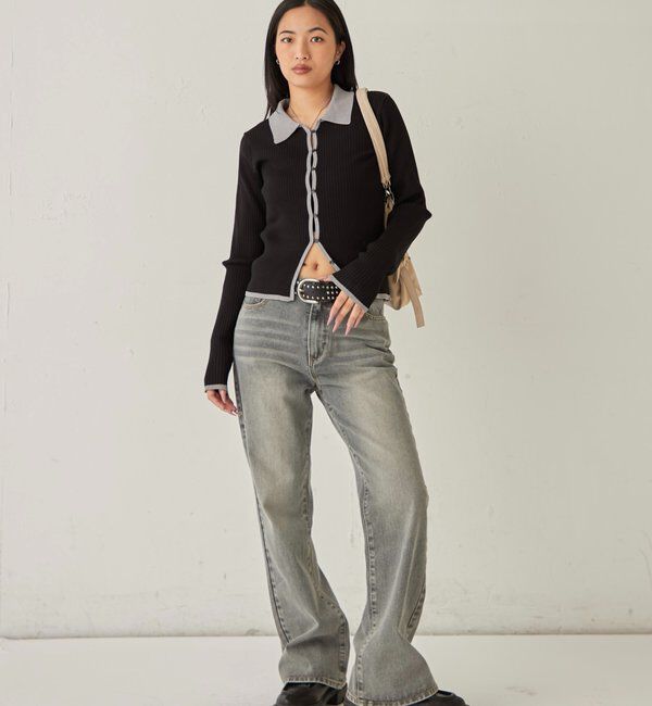  「デニムタイトフレアパンツ」|デニム|