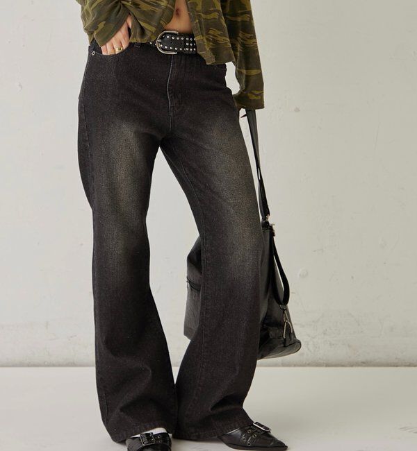  「デニムタイトフレアパンツ」|デニム|