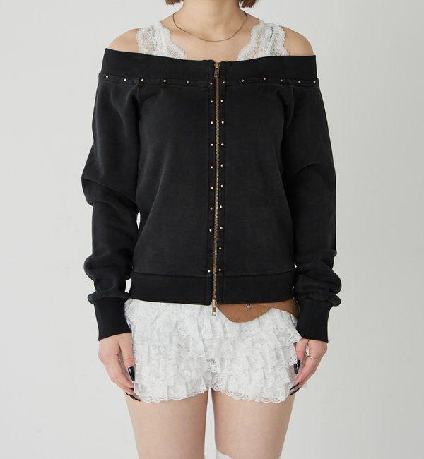  「フロントジップスタッズオフショル」|Tシャツ・カットソー|