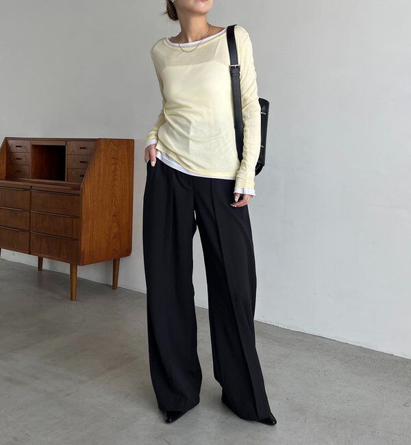  「【前後2WAY】2WAYボートネックシアーロンT」|Tシャツ・カットソー|