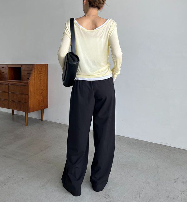  「【前後2WAY】2WAYボートネックシアーロンT」|Tシャツ・カットソー|