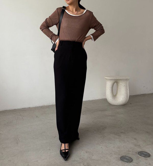  「【前後2WAY】2WAYボートネックシアーロンT」|Tシャツ・カットソー|