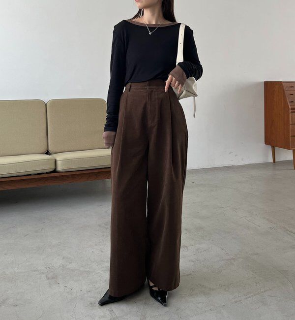  「【前後2WAY】2WAYボートネックシアーロンT」|Tシャツ・カットソー|