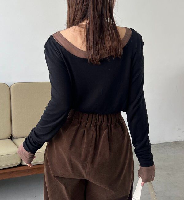  「【前後2WAY】2WAYボートネックシアーロンT」|Tシャツ・カットソー|