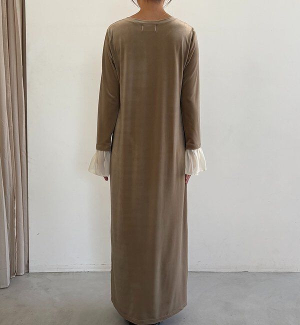  「【低身長サイズあり】フレアスリーブベロアワンピース」|ワンピース|