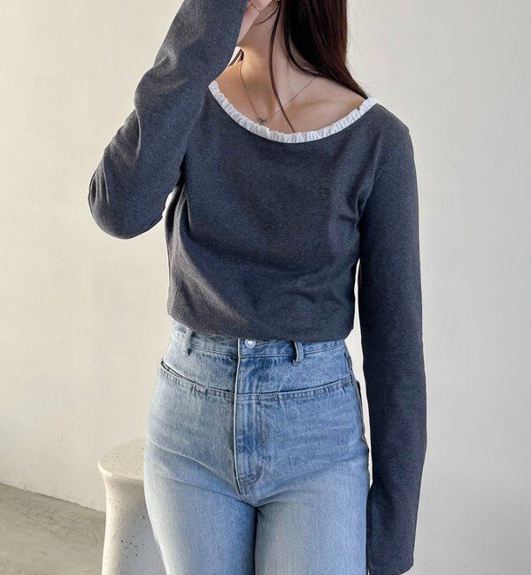  「〈C.L〉フリル襟ボートネックTシャツ」|Tシャツ・カットソー|