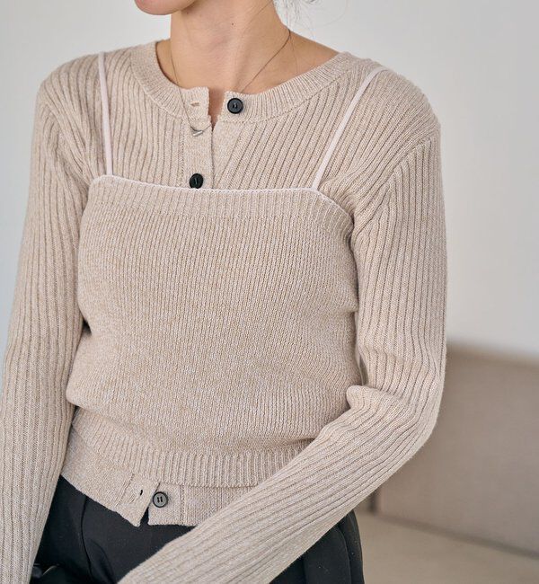  「メランジキャミSETカーディガン」|カーディガン|