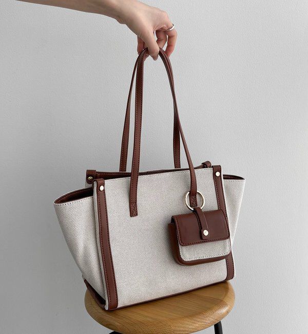  「バイカラートリミングトートバッグ」|トートバッグ|キャメル