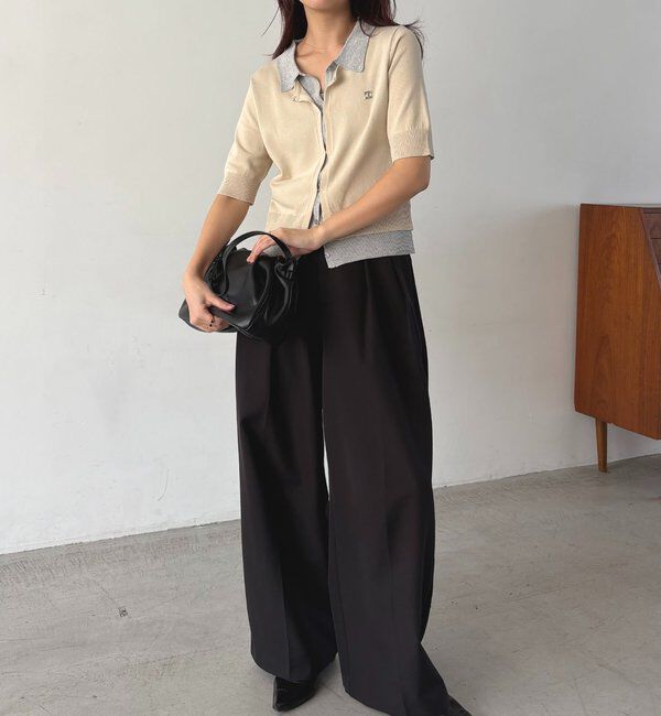  「半袖レイヤードポロニットカーディガン」|カーディガン|