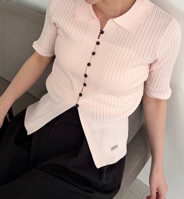  「【全骨格◎】ハーフスリーブポロニット」|カーディガン|