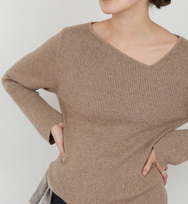  「【4色展開】アシンメトリーリブニット」|ニット・セーター|