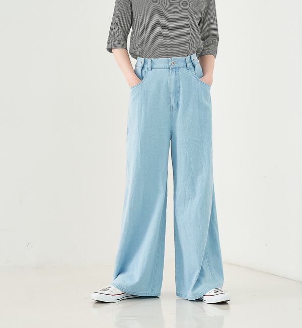 collex「タックウエストデニムパンツ」|デニム|ブルー