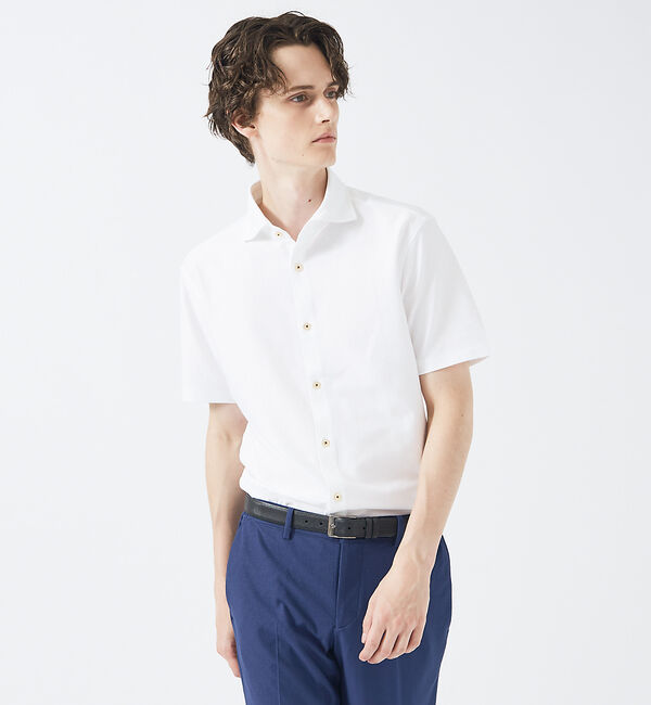 ABAHOUSE「【FLEX】36Gモックロディ【半袖シャツ】」|シャツ・ブラウス|ホワイト