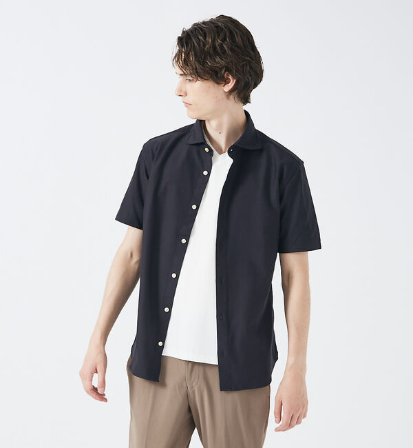 ABAHOUSE「【FLEX】36Gモックロディ【半袖シャツ】」|シャツ・ブラウス|ダークネイビー