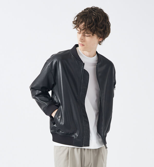 ABAHOUSE「【AH ABAHOUSE / MA-1型】エコレザー ブルゾン」|その他|
