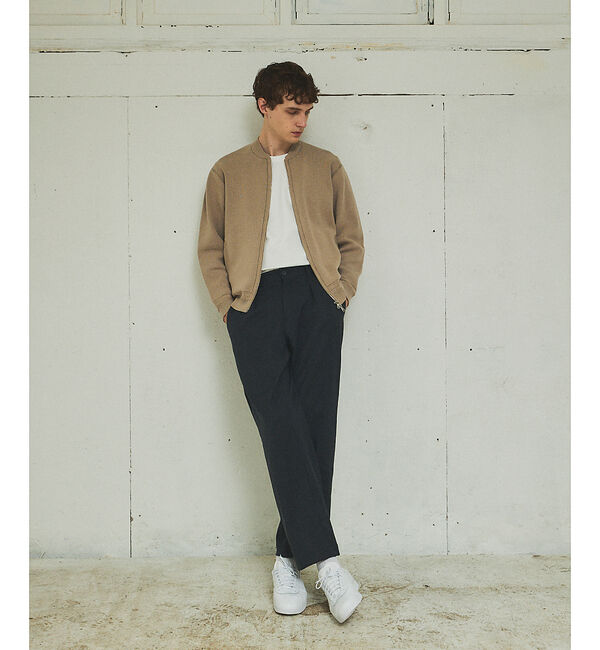 ABAHOUSE「【ニットスウェット】ハイショクステッチ ニットブルゾン/ クルーカーディガン」|ニット・セーター|