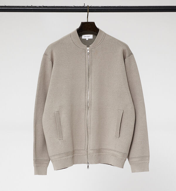 ABAHOUSE「【ニットスウェット】ハイショクステッチ ニットブルゾン/ クルーカーディガン」|ニット・セーター|