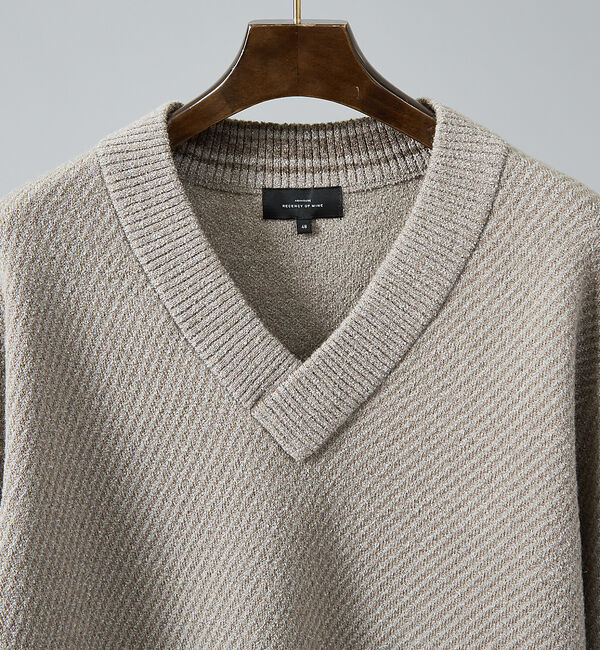 ABAHOUSE「ツイル柄 ブークレーVネックニット」|ニット・セーター|