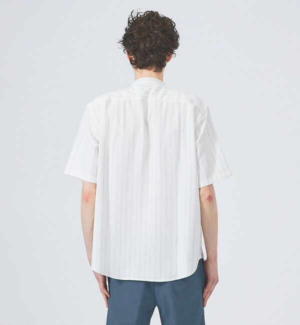 ABAHOUSE「バンドカラー半袖ストライプシャツ」|シャツ・ブラウス|