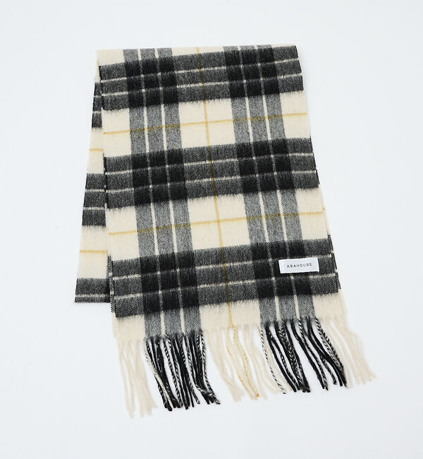 ABAHOUSE「ウール&times;カシミヤ　チェック マフラー / ON・OFF兼用」|マフラー|アイボリー