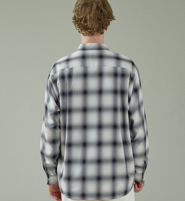 ABAHOUSE「オンブレーチェック オープンカラーシャツ / オーバーサイズ」|シャツ・ブラウス|