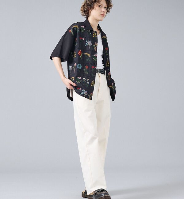 ABAHOUSE「【Revo. / レヴォ】TH-4085 フラワーエンブロイダリー 刺繍 半袖シ」|シャツ・ブラウス|