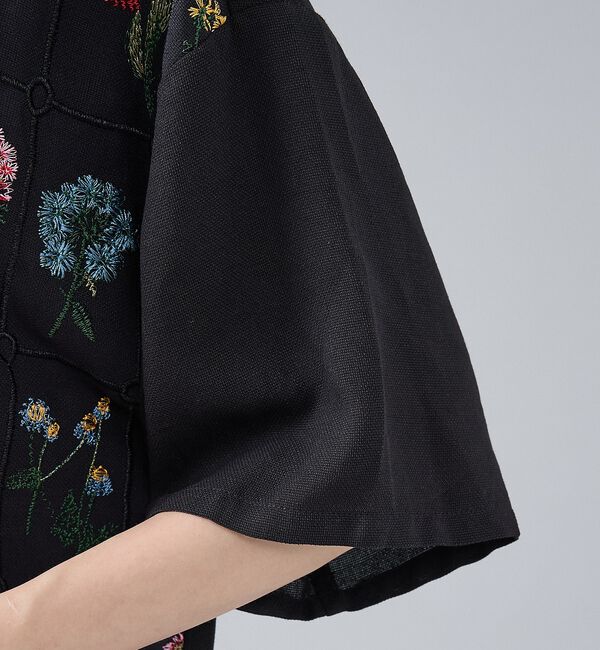 ABAHOUSE「【Revo. / レヴォ】TH-4085 フラワーエンブロイダリー 刺繍 半袖シ」|シャツ・ブラウス|