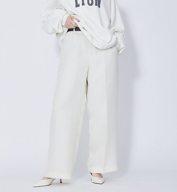 Rouge vif「ベルト付きノンタックワイドパンツ」|その他|アイボリー