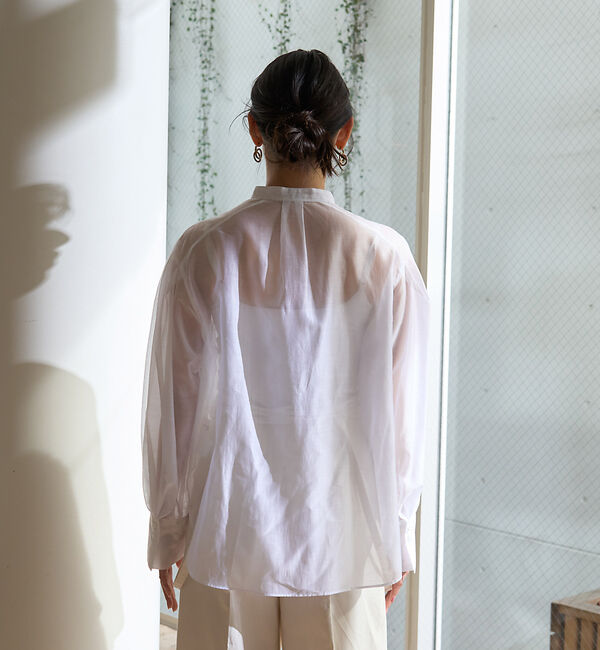 Rouge vif「タックボリューム袖シアーブラウス」|シャツ・ブラウス|